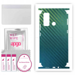 apgo Protective Skin Sticker for the back+sides compatible with Tecno Pouvoir 4, Full Wrap Film, Foil, Vinyl - Pattern Carbon Chameleon CAKA1