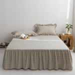 Bed Cover Yarn Dyed Bed Skirt Simple Style Mattress Cover Pure Cotton Bed Linen for Home cubrecamas (No Pillowcase)