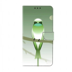 Green Bird Pattern PU odinis knygos dėklas, skirtas iPhone Samsung Huawei Honor Google Redmi Xiaomi LG Motorola Sony Nokia Oneplus Oppo Realme 9 Pro Plus