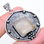 Natural Golden Rutile Gemstone 925 Sterling Silver Gift Pendant 1.97 e7h42