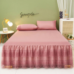 1 vnt. lovos sijonas + 2 vnt. pagalvių užvalkalai karali&scaron;ko dydžio mink&scaron;tas &scaron;lifuotas audinys lovos sijonas princesės romanti&scaron;kas lovatiesė 3pcs Design 150x200