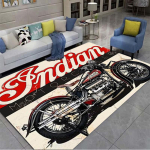 Indijos motociklų retro pliu&scaron;inis kilimas, miegamojo langai, namų dekoravimo kilimas prie lovos, tvirtas motociklas vyrams 120cm by 80cm
