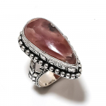 Rhodochrosite Gemstone Handmade 925 Sterling Silver Jewelry Ring Size 8 e7k62
