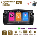 Automobilių radijo daugialypės terpės grotuvas skirtas Toyota Corolla E120 2000-2006 BYD F3 2 Din Android Carplay GPS Autoradio 2+64GB 1+32GB juoda