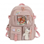 Studenti&scaron;kas kuprinė ergonomi&scaron;ka didelės talpos kuprinė su pliu&scaron;iniu me&scaron;kiuku lėle knygoms, ne&scaron;iojamam kompiuteriui, retro stiliaus kasdienis mokyklinis krep&scaron;ys paaugliams į mokyklą, kelionėms Bear rožinė