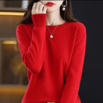 Rudens žiemos moteri&scaron;ki megztiniai megztiniai su megztiniais apvalia kakle, moteri&scaron;ki megztiniai, &scaron;ilti ilgomis rankovėmis Vienspalviai apatiniai mar&scaron;kiniai Ka&scaron;myro spalvos važinėjimo į darbą ir atgal stilius L raudona