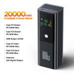 QOOVI PD 100W maitinimo blokas 20000mAh i&scaron;orinės baterijos talpa greitai įkraunamas ne&scaron;iojamas įkroviklis Powerbank ne&scaron;iojamam kompiuteriui iPhone Samsung