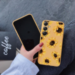 Saulėgrąžų mink&scaron;tas silikoninis dėklas, skirtas Xiaomi Redmi Note 13 Pro 13C Poco C65 Samsung A35 A55 M35 Huawei Honor 200 Realme fotoaparato apsauginis dangtelis Samsung Galaxy S21 5G