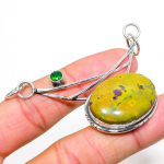 Natural Atlantisite, Peridot Gemstone 925 Sterling Silver Pendant 2.36 s4b24