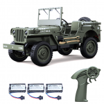 Nuotolinio valdymo automobilis, 2,4 GHz 4WD visureigė vik&scaron;rinė transporto priemonė su &scaron;viesomis, 1:10 Elektrinė visureigė -3 armijos žalia spalva