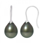 PERLINEA - Boucles d'Oreilles - V&eacute;ritables Perles de Culture de Tahiti Ovales 8-9 mm - Bijoux Femme