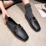 Profesionalūs vieni batai moterims Nauji pavasariniai plok&scaron;čiapadžiai kvadratiniu priekiu Maži odiniai batai moterims Didelio dydžio Dėvimi dviem būdais Vienpedaliai mokasinai moterims 33 ruda