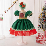 Pūkuoti blizgučiais Kalėdiniai mergaičių vakarėlio suknelės raudonos žalios tiulio vestuvių gimtadienio vakarėlio princesės suknelė mergaitei kaspinas pamergės kostiumas 150