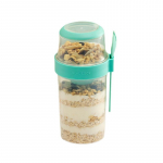 1 vnt. pusryčių vaisių avižų jogurto salotų puodelis su dangteliu ir &scaron;auk&scaron;teliu, dvisluoksnė maisto laikymo Bento dėžutė, fitneso, mažai riebalų, siaurėjantis dubenėlis