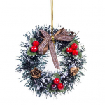 Kalėdinis vainikas Dirbtinių pu&scaron;ies spyglių vainikas su lemputėmis Kalėdinis vainikas su dirbtinių kankorėžių uogomis 12cm