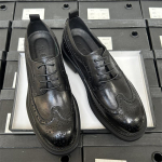 Brock I&scaron;graviruoti Odiniai Batai Vyri&scaron;ki Verslo Suknelės Odiniai Kvėpuojantys Jaunikio Vestuvių Vyri&scaron;ki Batai Vyri&scaron;ki Odiniai Batai Storio Padidėjimas 45 juoda