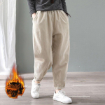 Žiemos moterys, retro velvetas, laisvalaikio gatvių apranga Harajuku ėrienos vilna, &scaron;iltos, kuprinės kelnės, tvirtos auk&scaron;tu juosmeniu, laisvos kelnės M