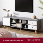 Yijiada Nordic TV stovas ir kavos staliukas: Moderni grindų spinta mažiems butams su medžio masyvo kojomis Assembly Required