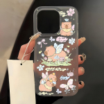 Mobiliųjų telefonų dėklai, skirti iPhone 11 13 15 Pro Max 12 14 Pro Max Case iPhone 16 15 Plus 13 Pro 12 Matinio tekstūros dažytos animacinės gėlės iPhone 11 balta