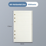 80 lapų A5 / A6 / A7 palaidų lapų popierius Kraftpopierius bloknotas viduje mokiniams A6-White-Horizontal Line