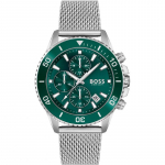Hugo Boss 1513905 Admiral Chronograph Green Dial vyri&scaron;kas laikrodis 45 žalia