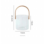 Ne&scaron;iojama skaidraus stiklo vaisių lėk&scaron;tė | Ledo vyno kibirėlis | Salotų dubuo | Užkandžių laikymo krep&scaron;elis su medine rankena Small-B