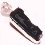 Black Botswana Agate Gemstone Pendant Handmade Anniversary Jewelry 2.1 d5b62