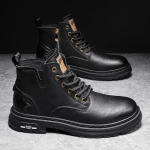 Prabangūs vyri&scaron;ki kulk&scaron;nies batai Retro briti&scaron;ki auk&scaron;to ūgio vyri&scaron;ki batai madingi auk&scaron;tos kokybės odiniai batai lauke vyri&scaron;ki motociklo batai 41 chaki/juoda
