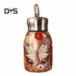 Povas Ra&scaron;tas Vakuuminis Puodelis Nerūdijančio Plieno Vintažinis Gėlė Terminis Vandens Butelis 300ml Dvisluoksnė Izoliacija Stiklinis Arbatinukas su Sandariu Dangteliu 300ML C