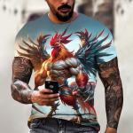 3D Spausdinti Vyri&scaron;ki mar&scaron;kinėliai Laisvai Prigludę Kūrybingi gyvūnai Grafi&scaron;ki Gaidys Hero Print mar&scaron;kinėliai Vyrams Juokingi madingi vyri&scaron;ki drabužiai vasara S