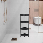 Kampinė lentyna su ratukais, laikiklis, drenažinis krep&scaron;ys voniai