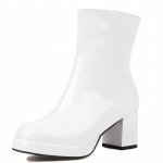 Neper&scaron;lampami moteri&scaron;ki platforminiai ankle boots, seksualūs raudoni, balti, juodi trumpi batai moterims, dizainerių, rudens, žiemos, vakarėlių batai, didelis dydis 34 balta