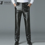 Vyri&scaron;kos vandeniui atsparios vėjui atsparios odinės dviratininkų kelnės - Pavasariui ir rudeniui, atsparios &scaron;alčiui, tiesaus kirpimo, laisvo kirpimo, su pliusiniu pamu&scaron;alu, yra didelių dydžių 33 - Waist 2'6"