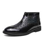 Britų stiliaus Brogue Suknelė Batai Vyri&scaron;ki smailūs pir&scaron;tai Auk&scaron;ti odiniai batai Vyri&scaron;ki mados dizaino užtrauktuku Vyri&scaron;ki kulk&scaron;nies batai botas masculino 38