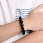 Etninio stiliaus obsidiano Budos karoliukų apyrankė poroms - unisex dovana studentui