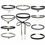 10 vienetų chokeris juodas klasikinis aksominis tampomas gotikinis tatuiruotės vėrinys