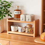 Daugiafunkcinis tvirtas medinis puodelių laikiklis virtuvei ir valgomojo stalui 38.5 x 19.5 x 13 cm