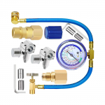 Profesionalus R134A pildymo žarnų rinkinys su manometru, greita jungtimi ir adapteriais efektyviam oro kondicionavimo aptarnavimui