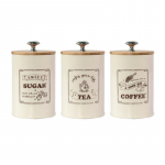 3 vnt./rinkinys Rustic Farmhouse maisto saugojimo stiklainis su bambuko dangteliu &ndash; puikiai tinka virtuvei, arbatai, žolelėms, cukrui, druskai, kavai, miltams ir kt.! 3pcs B