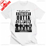 Straight Outta COMPTON Vyri&scaron;ki madingi medvilniniai mar&scaron;kinėliai Juodi Klasikinio filmo plakato grafiniai mar&scaron;kinėliai Gatvės drabužiai Vasariniai vyri&scaron;ki drabužiai Dovana 2XL