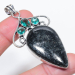 Natural Nuummite, Topaz Gemstone 925 Sterling Silver Jewelry Pendant 2.72 u3q67