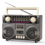 Retro Saulės Radijas FM AM SW Ne&scaron;iojamas Imtuvas Bluetooth 5.3 Garsiakalbis MP3 Muzikos Grotuvas Palaiko USB TF Kortelę Type-C Įkrovimą pilka