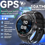 2025 Naujas dviejų dažnių palydovinis GPS i&scaron;manusis laikrodis vyrams 1,43'' AMOLED ekranas kompasas &scaron;irdies ritmas BT skambutis IP69 vandeniui atsparus laikrodis plaukimui Silicone Belt juoda