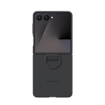 Originalus Samsung Galaxy Z Flip7 silikoninis dėklas su žiedu, &scaron;velnus apsauginis galinis dangtelis Galaxy Z Flip 7, smūgiams atsparus dėklas juoda