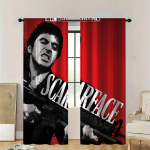 4K itin didelės rai&scaron;kos &bdquo;Scarface&ldquo; filmo sienos dekoras 3D spausdintos užuolaidos svetainei Modernus namų dekoras Užuolaidos (Raudona/Juoda 53cmX116cmX2pcs&Without mount