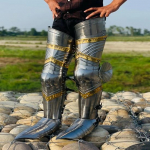 Gotikiniai voki&scaron;ki &scaron;arvai kojoms, 18 g &scaron;velnaus plieno, LARP, Cosplay, Helovino kostiumas, kojų &scaron;arvų rinkinys su plieniniais batais, geriausia dovana