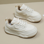 Balti moteri&scaron;ki batai Nauji pavasariniai studentų universalūs laisvalaikio madingi batai Storu padu Madingi sportbačiai 40 smėlis