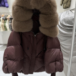 Žieminė kailinė pūkinė striukė su gobtuvu moterims, sutir&scaron;tintas &scaron;iltas paltas su rankovėmis, pūkinis vidutinio ilgio M