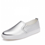 Moteri&scaron;ki plok&scaron;čiapadžiai mokasinai Laisvalaikio odiniai batai Moteri&scaron;ki mokasinai Įsispiriami batai moterims Moccasins Auk&scaron;tos kokybės Sidabriniai moteri&scaron;ki 4 sidabras