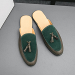 Madingi juodi pus batai vyrams Mules &Scaron;lepetės Odiniai batai Vyrai Mada Sapato Social Masculino Mocassin Homme Chaussure Zapatillas 38
